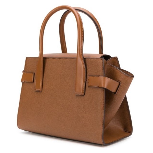 Michael Kors Carmen belted saffiano leather satchel crossbody luggage brown - Picture 2 of 11